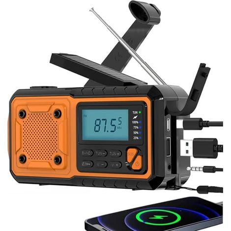 Filiyano – lampe torche – Radio à manivelle avec batterie externe 4000 MAH – Radio d'urgence AM/FM/SW avec lampe torche, lampe de lecture et SOS (1/5)