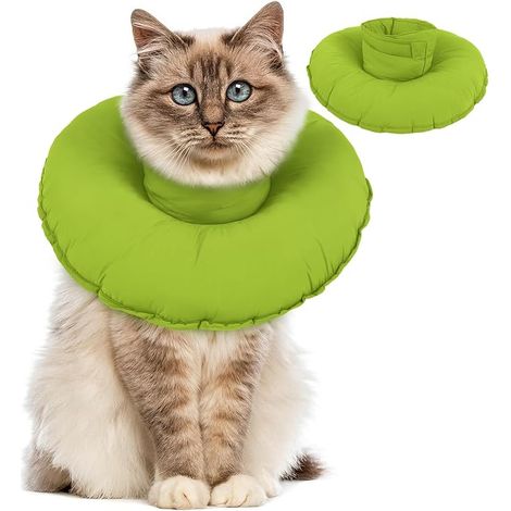 Cat Collar, Soft Anti-Licking Collar - Cone Recovery Collar - Donuts - Green - L (1/3)