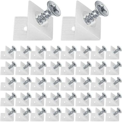 90 Pièces Cales en Plastique pour Meuble Tiroir, Renfort Tiroir Connecteur Arrière Stabilisateurs, Fond de Tiroir Connecteur avec Vis, pour Réparer Affaissement Étagère Meuble, Blanc (90)