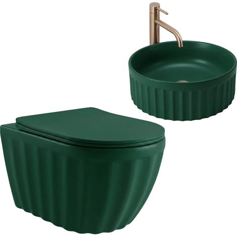 Rea Conjunto: Inodoro Suspendido + Lavabo Sobre Encimera Duo Matcha Matt (1/5)