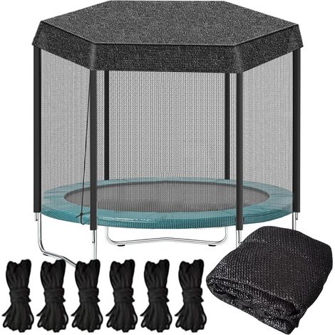 Housse d'ombrage de Trampoline, Ø305cm Toit Pare-Soleil pour Trampoline 6 Poteaux avec Cordes, Anti-UV (1/5)