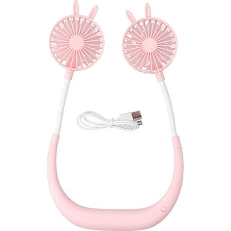 USB Rechargeable Portable Neck Fan – Pink, 28.5 x 18.5 cm, 1200 mAh Battery (1/5)