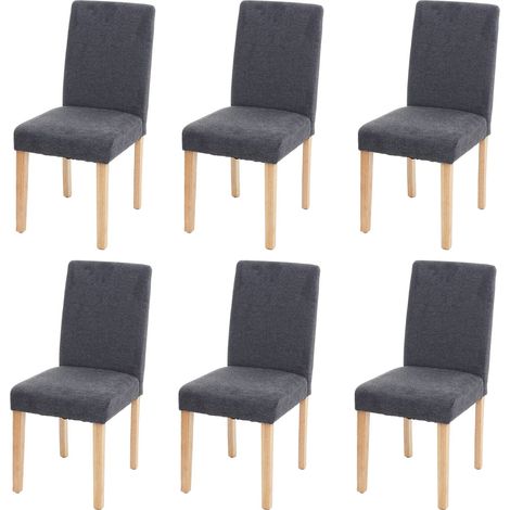 6er-Set Esszimmerstuhl Stuhl Küchenstuhl Littau Textil, anthrazitgrau, helle Beine