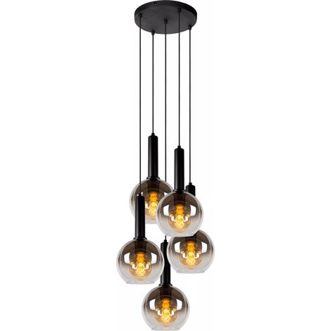 Lampadario MARIUS Lucide nero 5 sfere vetro E27 40W (1/5)
