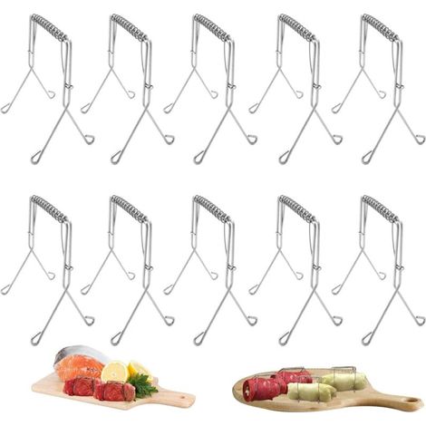 10 pinces à Roulade en Acier inoxydable Réutilisables,Bâtonnets de Barbecue Acier Inoxydable 304,Brochettes à Roulade Aiguilles,Aux Brochettes de Roulade,Alternative à la ficelle