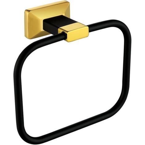 Salle de bains Anneau de serviette Porte-serviettes porte serviette carré or noir (1/4)