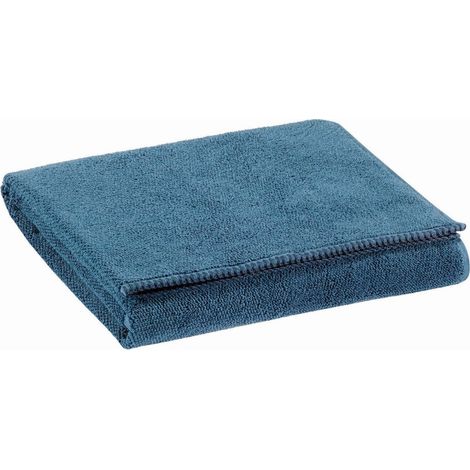 Drap de douche absorbant en coton éponge grain de riz coloris Acier 70 x 130 cm - PANGIVO (1/2)