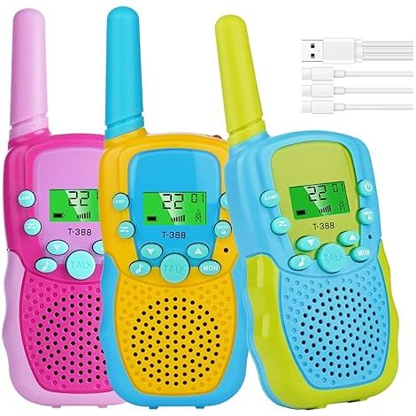 Walkie-Talkies für Kinder, wiederaufladbar, Walkie-Talkies, Spielzeug, Geschenke für 4, 5, 6, 7, 8, 9, 10 Jahre, Strumpffüller für Kinder, Mädchen, Jungen, Kleinkinder (3 Stück-Keine batterien.)