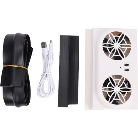 Ventilateur solaire blanc pour voiture, à fixer sur la vitre, avec sortie de ventilation pour le refroidissement et la purification de l'air des véhicules. (1/5)