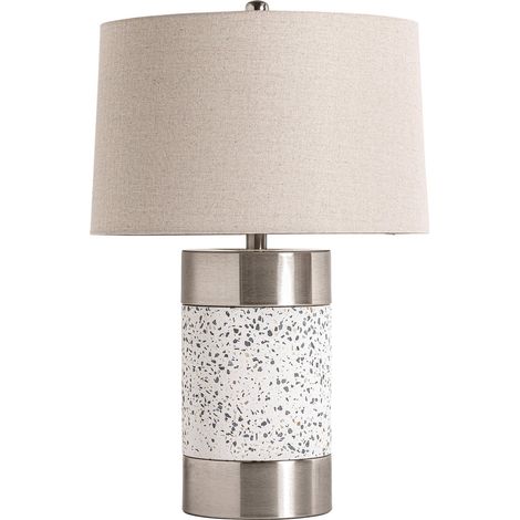 Lampe de table élégante style art déco en pierre - Blanc cassé effet terrazzo argenté et gris (1/3)