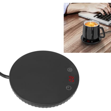 Calientatazas [Calentador de tazas] Calientatazas con temperatura constante de 55 °C, pantalla digital y botón táctil para escritorio, acero inoxidable negro, enchufe europeo. (1/5)