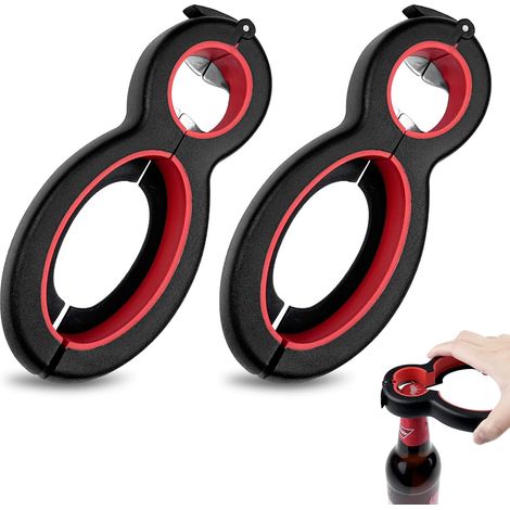 Abridor de botellas de 2 piezas, abridor 3 en 1 para latas de refresco y botellas de cerveza, abridor multifuncional para latas, frascos y botellas, abridor manual para frascos, ideal para la cocina y (1/5)