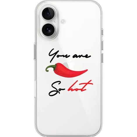 Custodia per iPhone 16 Plus, trasparente, flessibile in silicone, peperoncino (1/5)