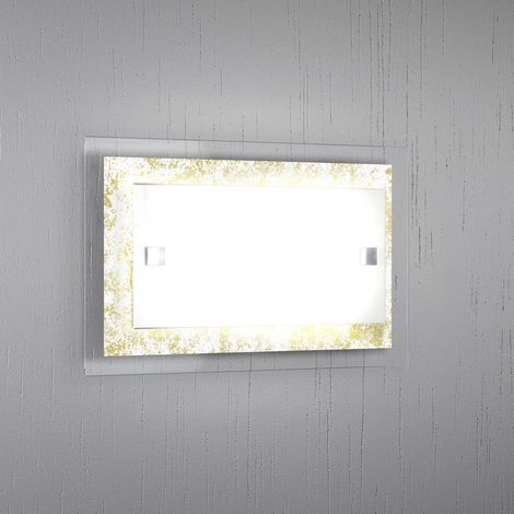 Applique Moderna Tray Metallo Bianco Vetro Foglia Oro 1 Luce E27 (1/3)