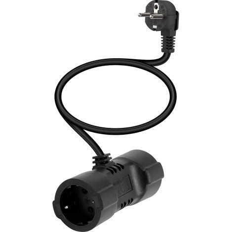 0.5M Câble d'extension de Contact de Protection avec Double Prise, Noir,Câble d'alimentation de Contact de Protection 1 à 2 16a / 250v (1/5)