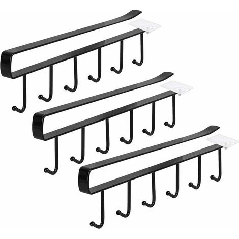 3-piece cup holder, hook cup holder cupboard insert without drilling for 18 cups black (1/4)