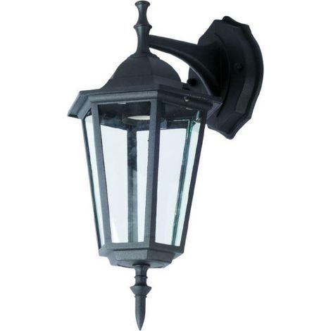 Lámpara de pared al aire libre - Aluminio y vidrio - IP44 - E27 - Negro mate