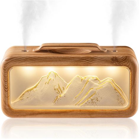 Humidificateur de chambre, humidificateur à brume froide de 600 ml avec veilleuse, fonctionnement silencieux de 23 dB, (aspect bois) (1/5)