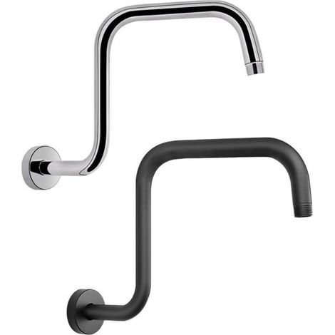 Support de pommeau de douche argenté 13 pouces - Bras d'extension robuste à fixation au plafond pour douches à effet pluie - Acier inoxydable avec bride G1/2 32,5 cm (Argent) (1/5)