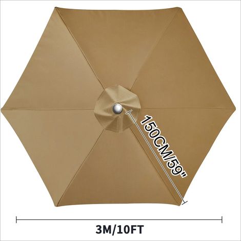 (Jaune sable, 6 nervures, 3M) Toile de rechange pour auvent d'ombrage, imperméable, résistante aux intempéries et aux UV. (1/5)