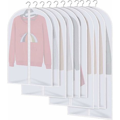 Housses de Vêtements, Anti Poussière Etanche Mite Humidité,10pcs(Blanc) (1/5)