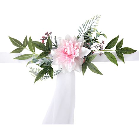 Elegante künstliche Blumendekoration für Hochzeitsstühle mit 1,5 x 1 m Gaze für Partys in Rosa (1/3)
