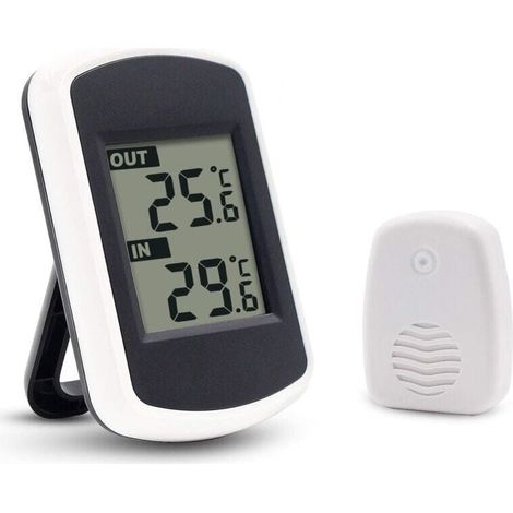 Termómetro digital inalámbrico LCD para interiores y exteriores, mini sensor de temperatura ambiente, pequeño y preciso medidor de temperatura para el hogar, el dormitorio y la oficina, color blanco. (1/4)