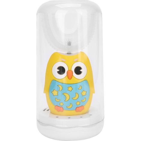 Brosse à dents électrique rechargeable en forme de U pour enfants, étanche IPX7, jaune (1/5)