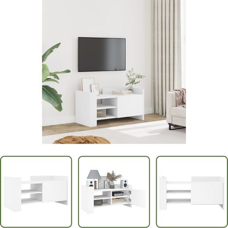 vidaXL Meuble tv bois - Meuble TV blanc 80x35x40 cm bois d’ingénierie (1/5)