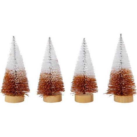 Set mit 4 wunderschönen Mini-Weihnachtsbäumen für die Festtagsdekoration, kleine Kiefernzweige als Tischdekoration, Weihnachtsschmuck (1/5)