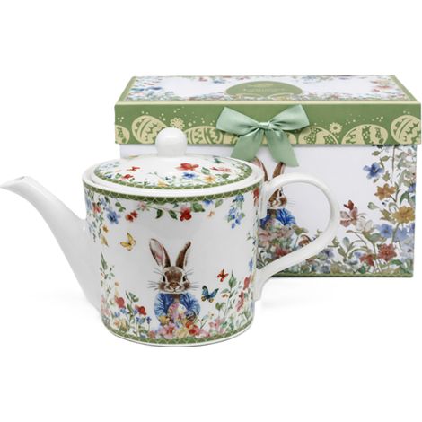Teiera in porcellana con coniglietto, teiera pasquale, confezione regalo (1/5)