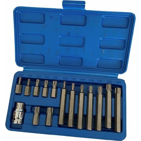 ToolZone 15pc Star Keys Bit Set 1/2" Drive Socket T20 - T55 Key Sets