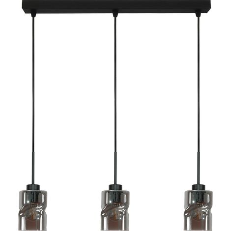 Lámpara de techo colgante negra con pantalla de cristal grafito Greta 15-544
