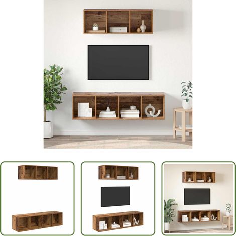 Holzwerkstoff - TV-Schrankset Wandmontiert 2 pcs Altholz Holzwerkstoff (1/5)