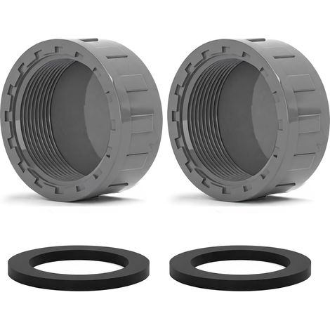 Lot de 2 bouchons d’obturation pour tuyaux 40mm gris, PVC, étanche, avec joint d’étanchéité, installation manuelle sans outil (1/5)