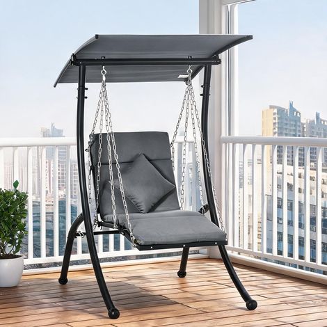 Hamac dunkelgrau en stahl Polyester Netzstoff 108 x 145 x 169 cm (1/5)