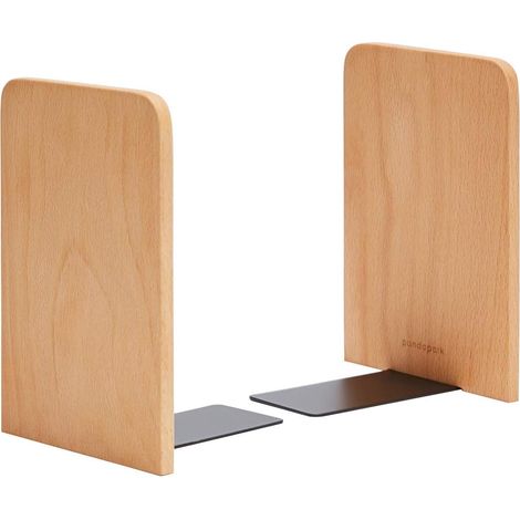 Lot de 2 serre-livres en bois de bouleau, antidérapants et résistants. Idéaux pour étagères et supports à CD. Couleur jaune. (1/5)