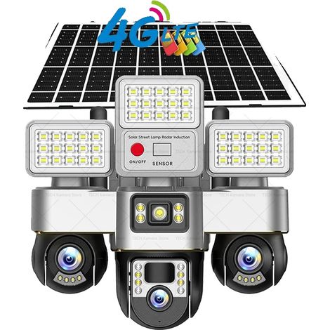 Solar-Sicherheitskamera, 15W Solarpanel, zeitgesteuertes Straßenlicht, Fügen Sie eine 64GB TF-Karte hinzu (1/2)
