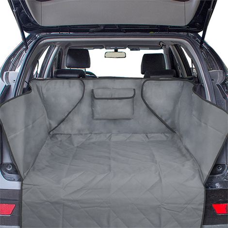 Protector universal para maletero de coche para perros, 1 bolsillo grande, resistente al agua y antideslizante, 132 x 99 cm, funda para maletero para la mayoría de coches, cuenco extra y libro electró (1/5)