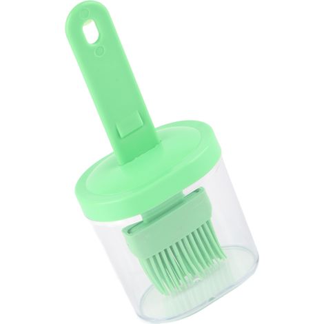 Pinceau à huile en silicone pour barbecue avec flacon, pinceau à crêpes de cuisine, pinceau ménager résistant aux hautes températures, flacon à miel, flacon à condiments, vert. (1/5)