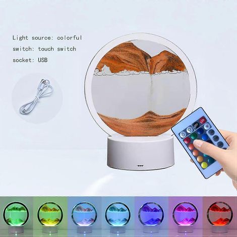 Lampe de table avec peinture sur sable fluide d'art à intensité variable couleurs télécommande 3D 16 (1/5)