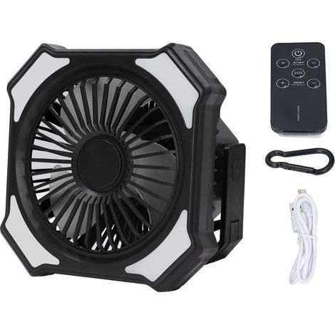 Ortviai Ventilateur Portable Rechargeable 4000 mAh avec Lanterne LED, Noir