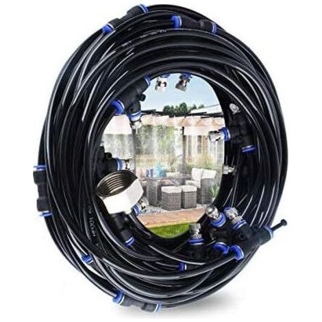 Kaelt - Aougo – Brumisateur d'extérieur 10 m – 9 buses laiton + 1 rechange – Système de refroidissement par brouillard – Installation rapide en 10 min (1/5)