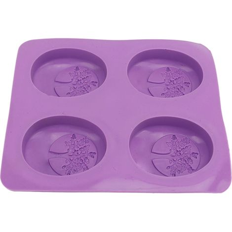Soap Mold Silicone Material Purple 4 Patterns Flexible Soft Easy Demolding DIY Interesting Oval Shape Molds (1/5)
