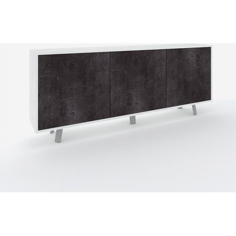 Madia buffet 3 ante design moderna Velbruk - Nero - Grigio