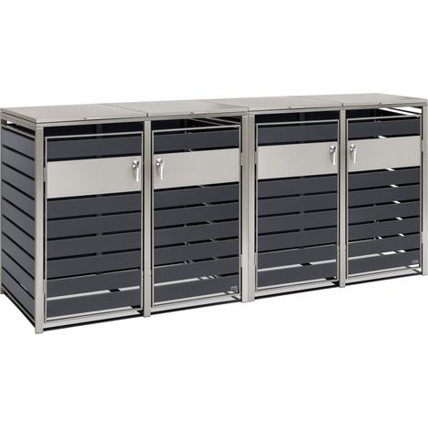 Zelsius Mülltonnenbox 4er Müllbox 120 - 240 Liter Anthrazit inkl. Erweiterungsmöglichkeit (1/5)