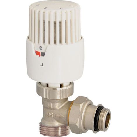 Robinet thermostatique équerre Mâle 3/4 EK – Corps laiton nickelé – Plage de réglage 6,5° à 28°C – Protection anti-gel (1/5)