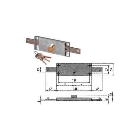SERRATURA SERRANDA CENTRALE CILINDRO FISSO TONDO 41510  mm.155x15x55h. (41510780)    CISA