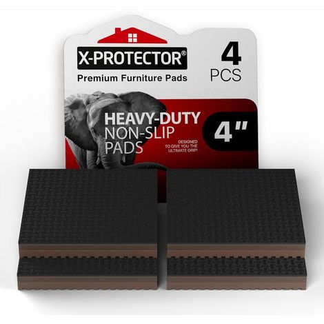 Lot de 4 - Patin Antidérapant - Meuble Carré - Réduction Vibrations - Protection Sol Bois - Intérieur Extérieur - Marron - 10,2x10,2cm (1/5)