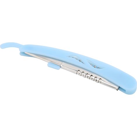 Porte-rasoir de barbier manuel pour rasoir droit, sans lame, bleu (1/5)